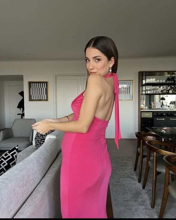 Hot Pink Elegant Slim Fit Meerjungfrau Langes Ballkleid Abendkleider Quoan Kleid nv2241