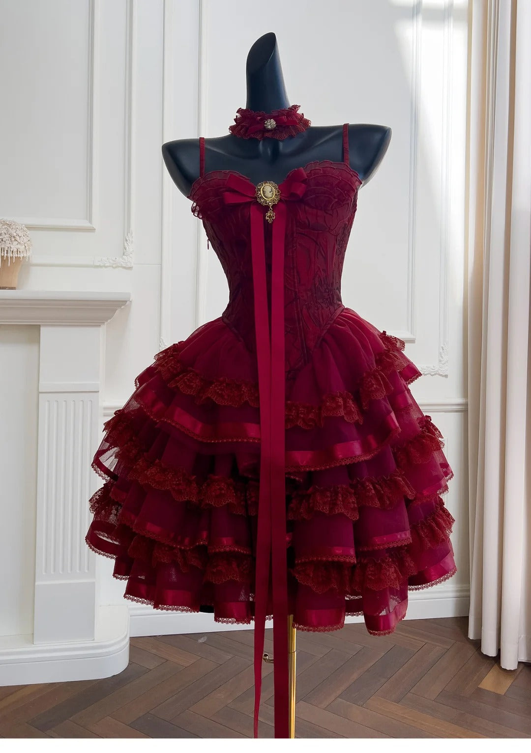 Robe de soirée courte en tulle bordeaux à la mode, robe de fête d'anniversaire nv5312