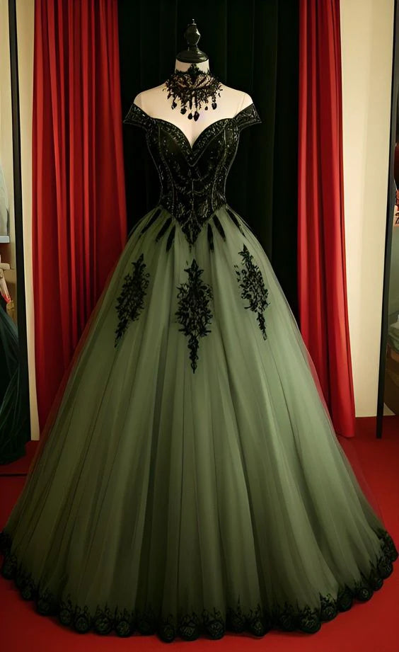 A-Linien-Ballkleid aus Tüll, schickes Abendkleid, langes Ballkleid, nv1598