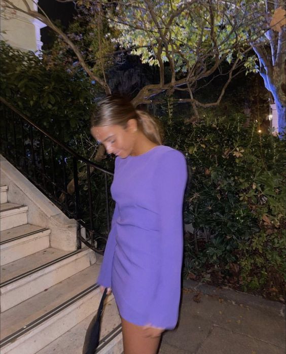 Robe de soirée courte coupe slim violette à la mode nv2085