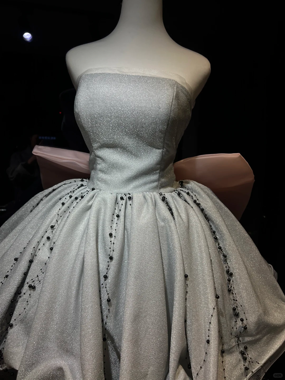 Silver Glitter Strapless Mini Homecoming Dress Tube Neck Beaded Tassel Puffy Skirt Large Pink 3D Bow Back Short Formal Gown NV6932