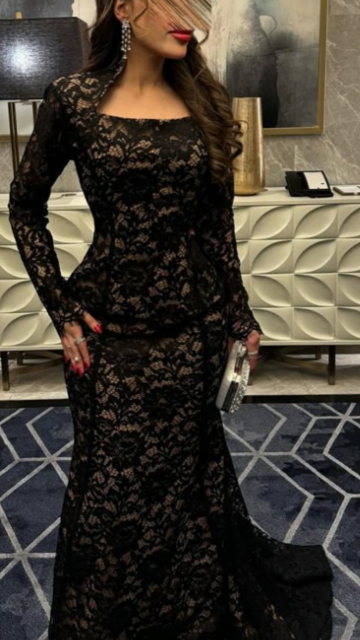 Neues langärmeliges Meerjungfrauenkleid aus Spitze – sexy und elegant NV6328