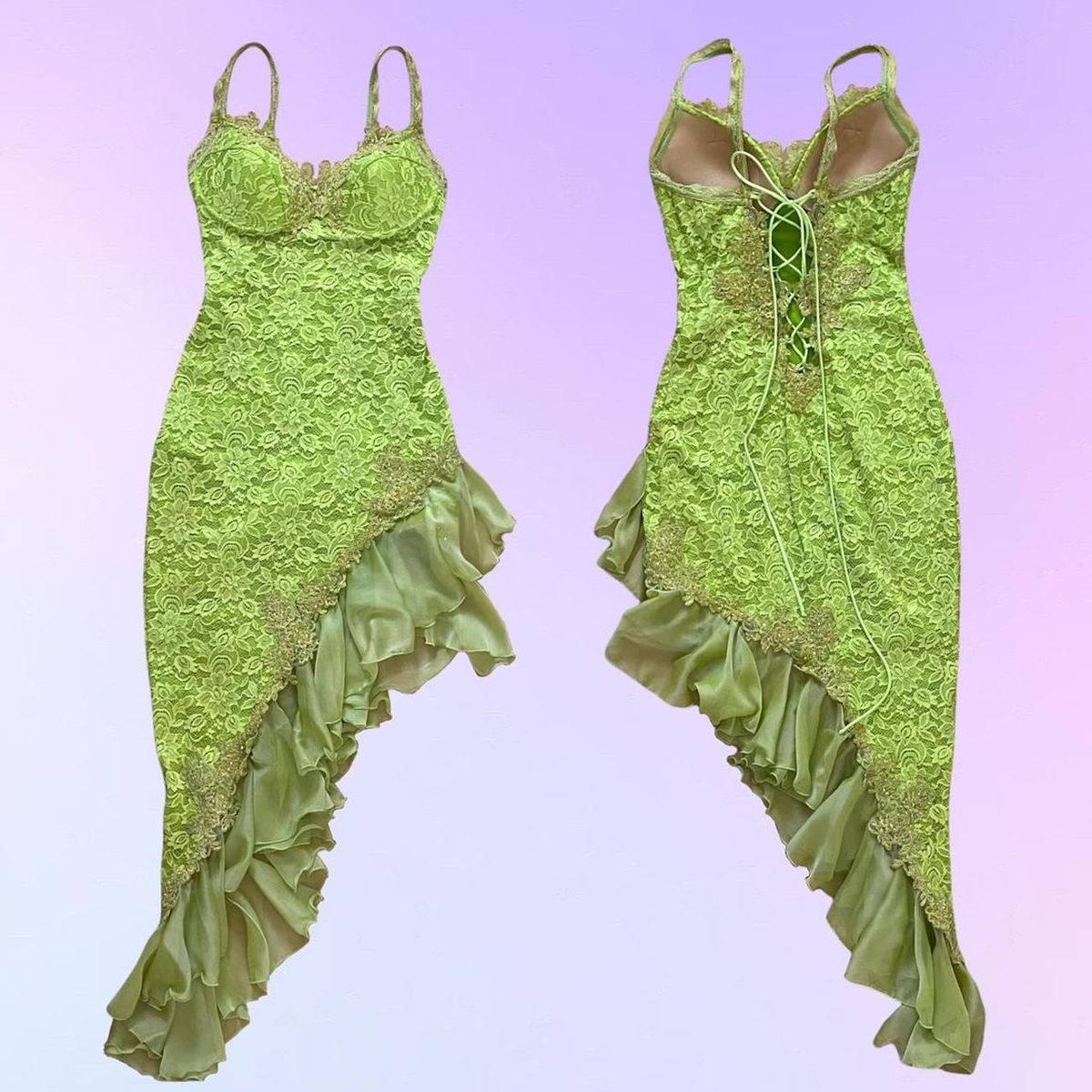 Robe de soirée courte en mousseline de soie et dentelle verte, robe de bal d'anniversaire, robe de soirée nv5365