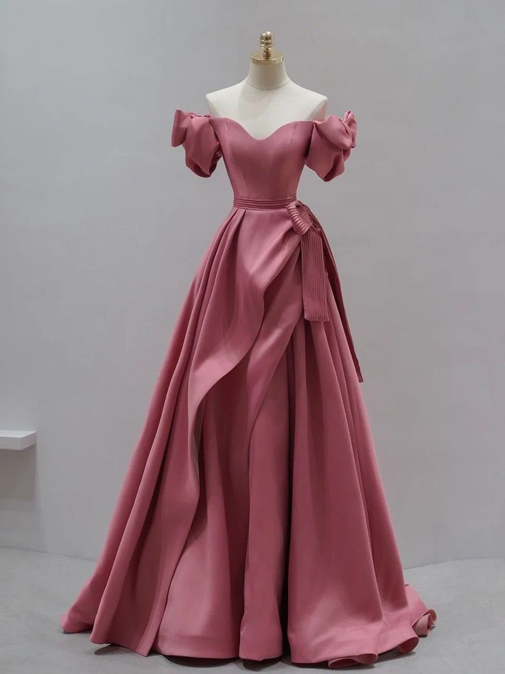 Rosa, schlichtes, elegantes, langes Ballkleid-Abendkleid mit herzförmigem Ausschnitt, NV3076