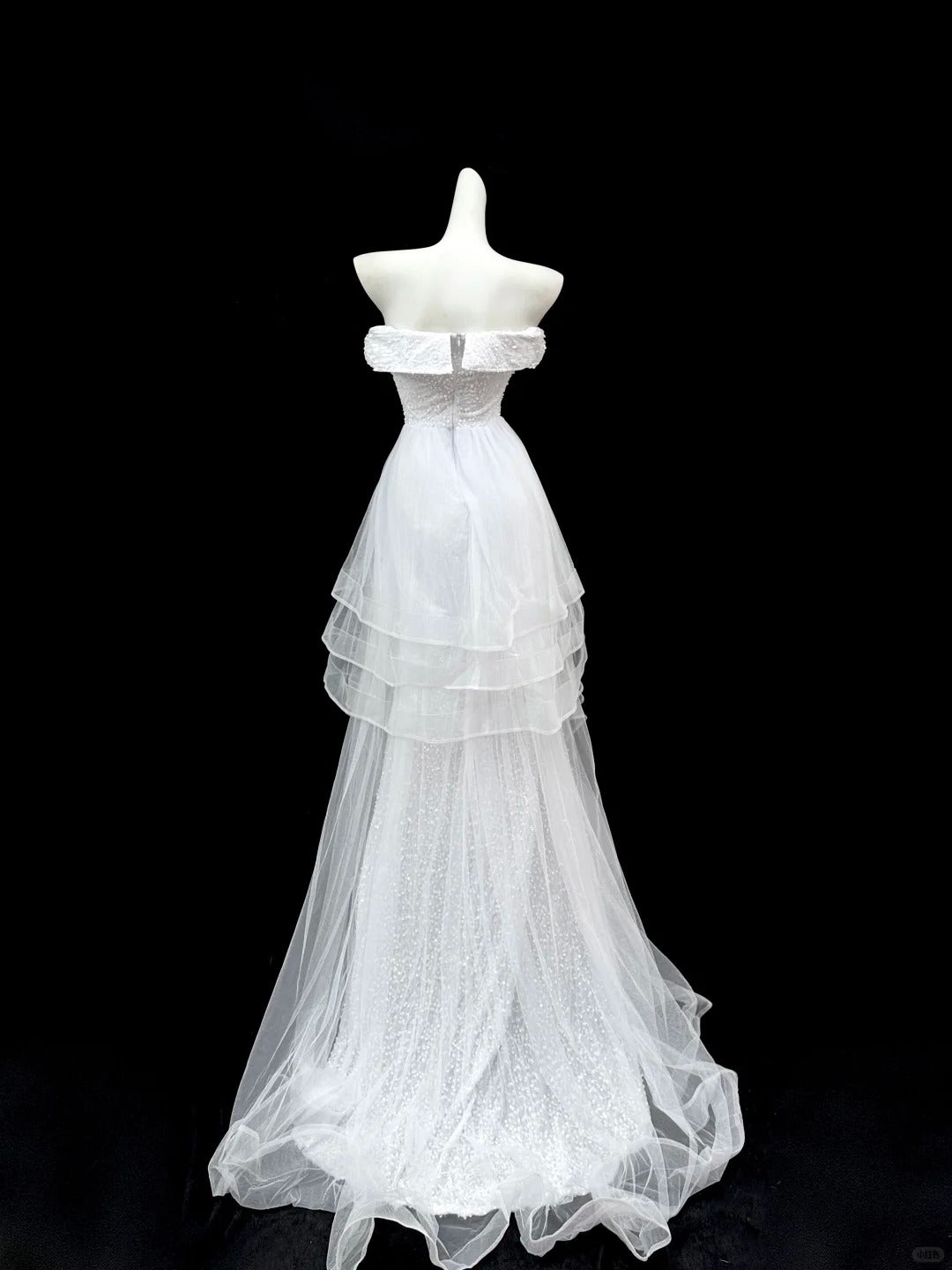 NiceVestidos - Robe de bal de mariage longue en tulle blanc scintillant et exquis, ornée de perles, Nv5607