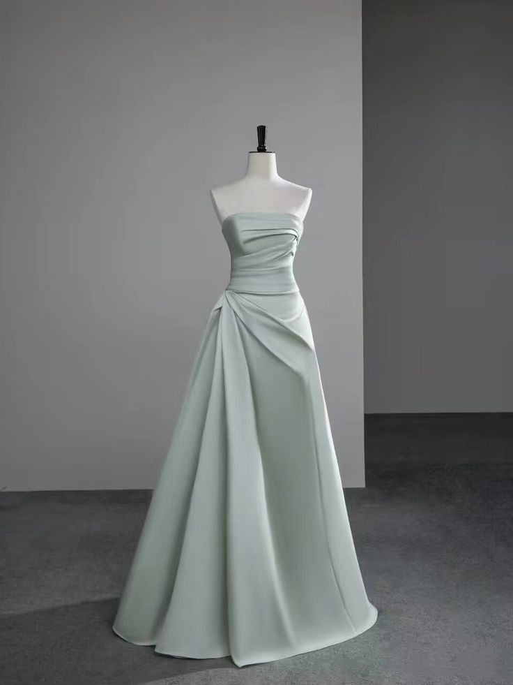 Hellgrünes schlichtes, elegantes, langes Ballkleid-Abendkleid nv2964
