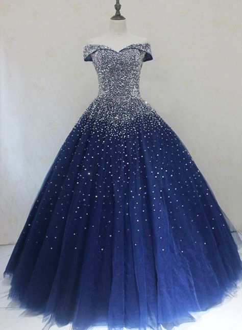 Robe de bal longue en tulle dégradé bleu scintillant NiceVestidos NV6136