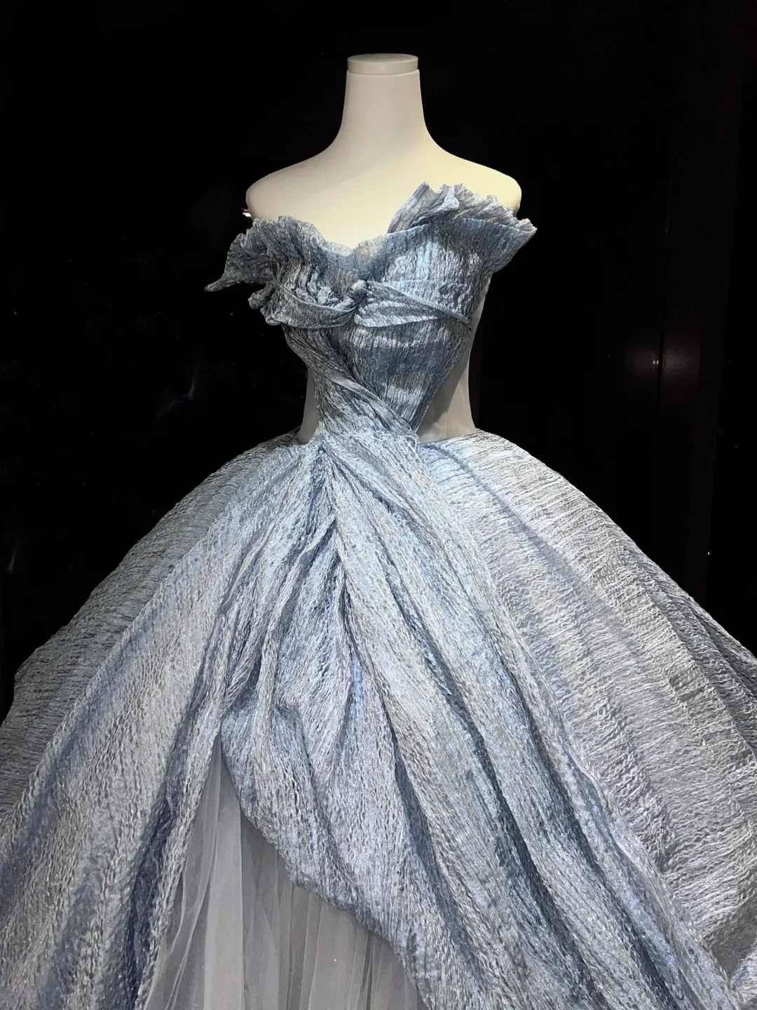 Dusty Blue Strapless Ball Gown Ruffled Corset Asymmetric Draped Tulle Cinderella Prom Dress NV6945