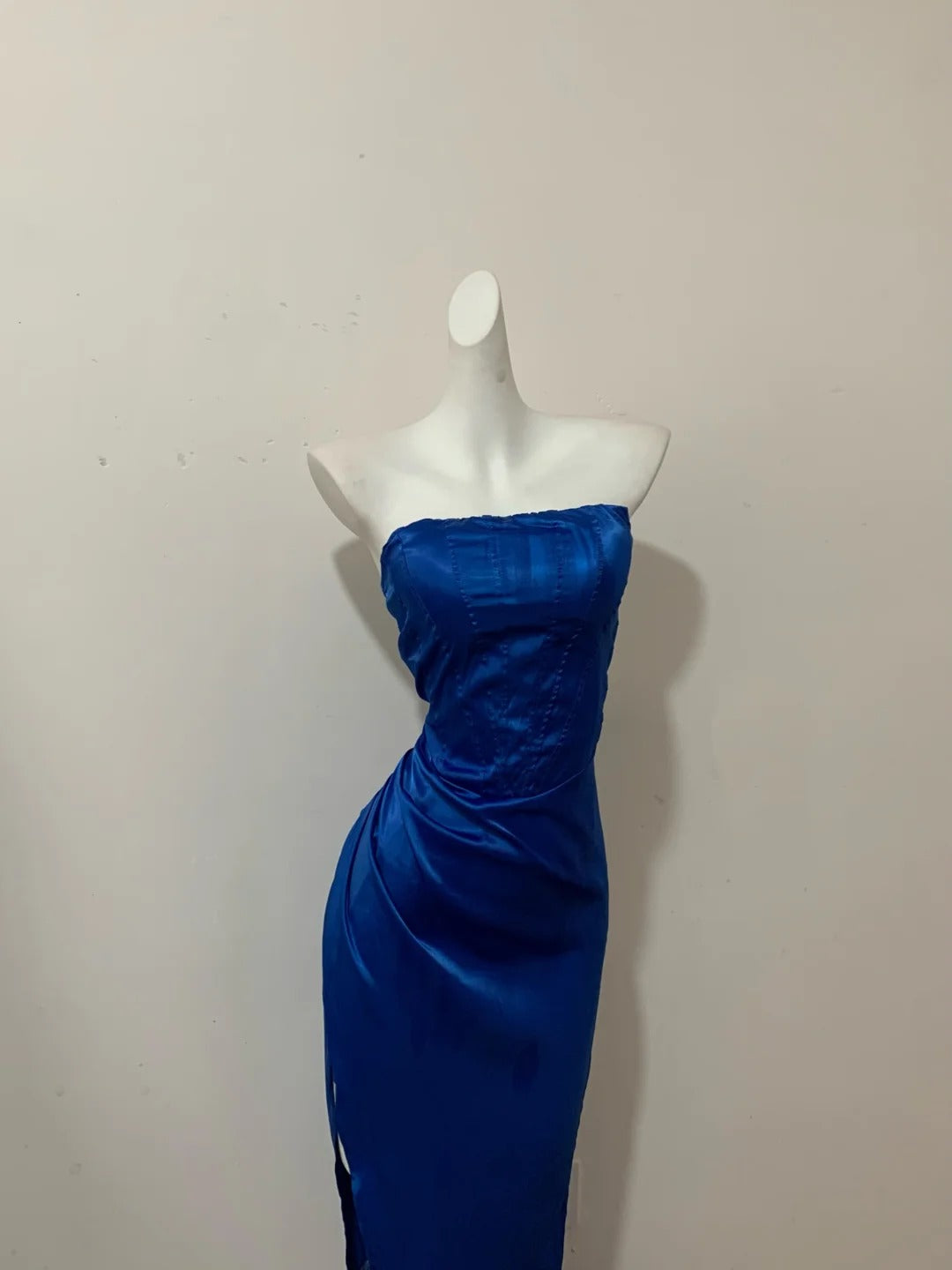 Royal Blue Fashion Elegante Lange Satin Ballkleid Abendkleid Partykleid nv4179