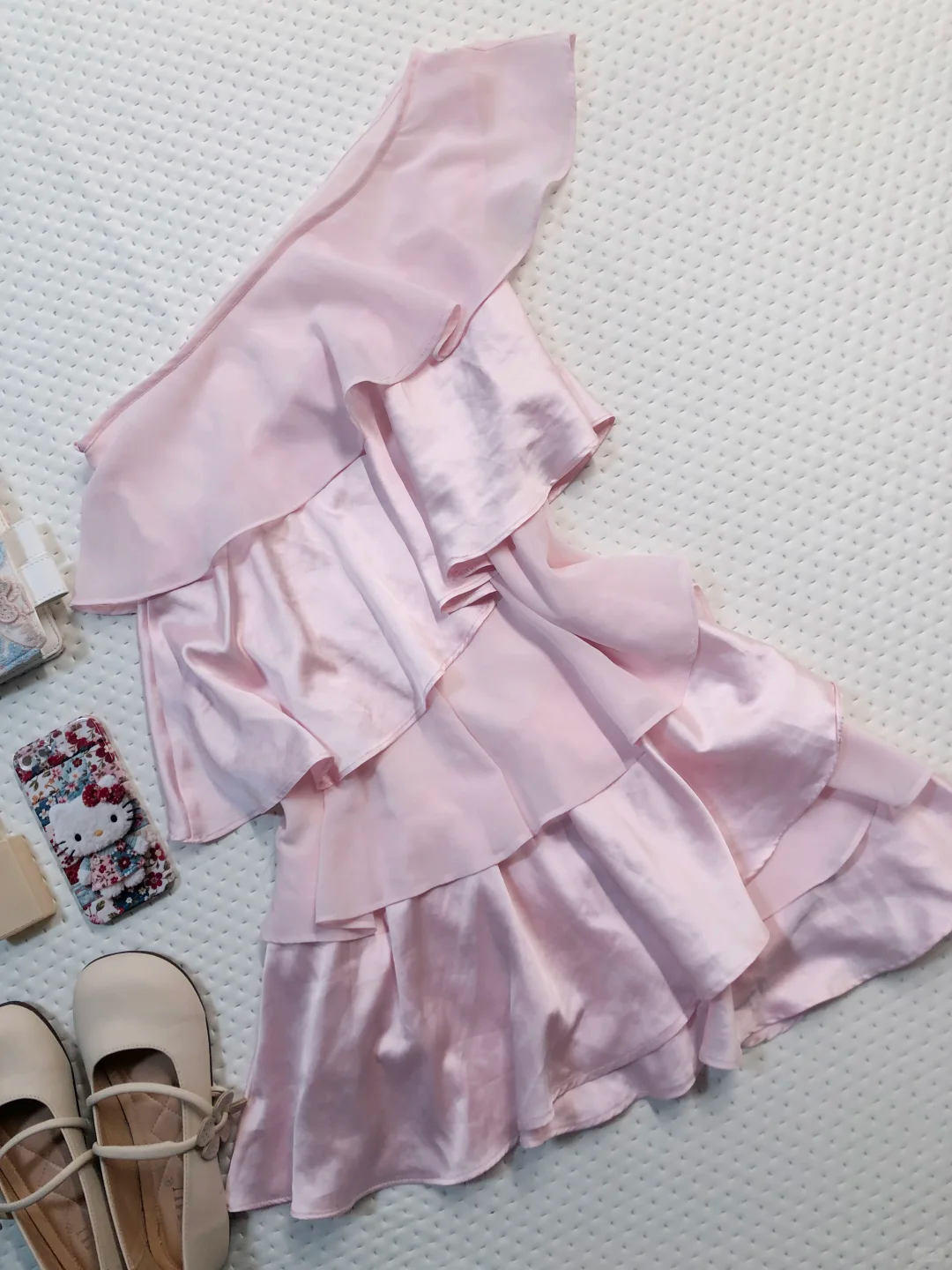 Off White One Shoulder Short Homecoming Dress Tiered Ruffle Satin Cocktail Gown NV6923