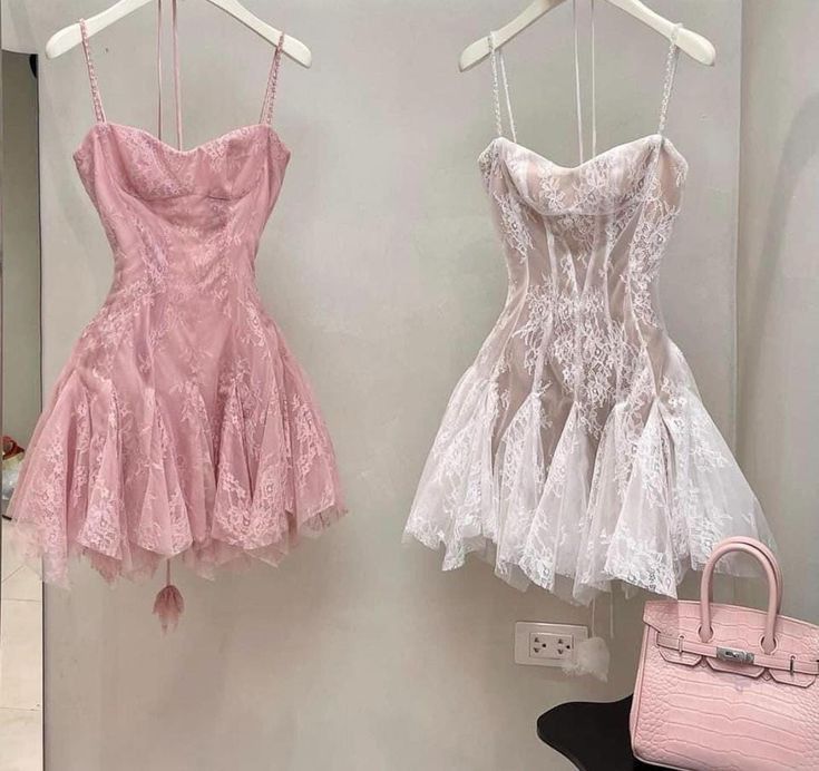 Hell-/Dunkelrosa Süßes Spaghettiträger-Spitzen-Kurzes Prinzessinnen-Heimkehrkleid Partykleid Abschlusskleid nv3287