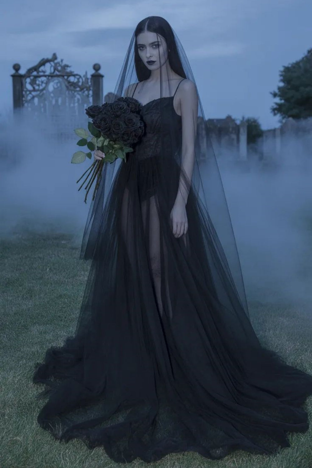 NiceVestidos – Kreatives schwarzes Vampirbrautkleid NV6067