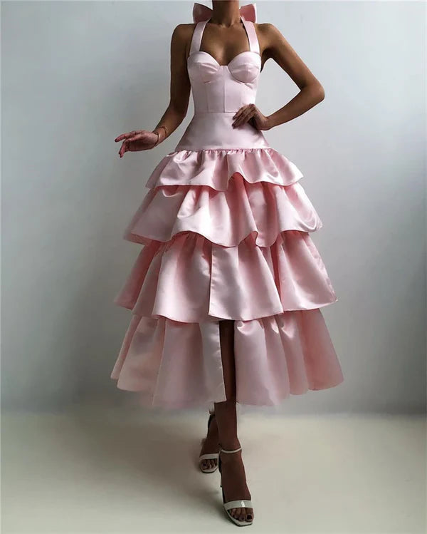 Rosa trägerloses Satin-Partykleid in Knöchellänge, Abendkleid, elegantes formelles ärmelloses Satin-Ballkleid, Homecoming-Kleid, Partykleid nv2032
