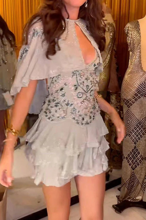 NiceVestidos - Wunderschönes, exquisites, kurzes Chiffon-Heimkehrkleid mit Perlen in Grün, Hoco Dress nv5489