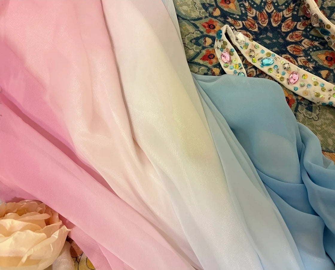 Blue rainbow beaded long chiffon mermaid ball gown evening dress party dress nv4318