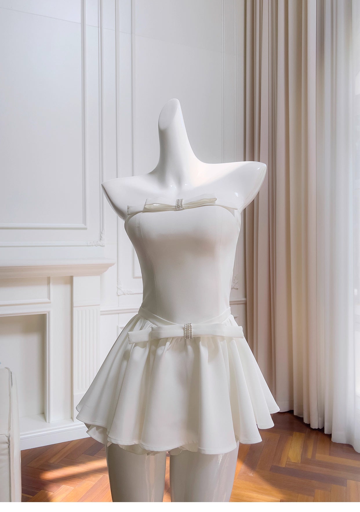 NiceVestidos - Robe courte de soirée, noire, blanche, rose, sans bretelles, taille fine, petite taille nv5549