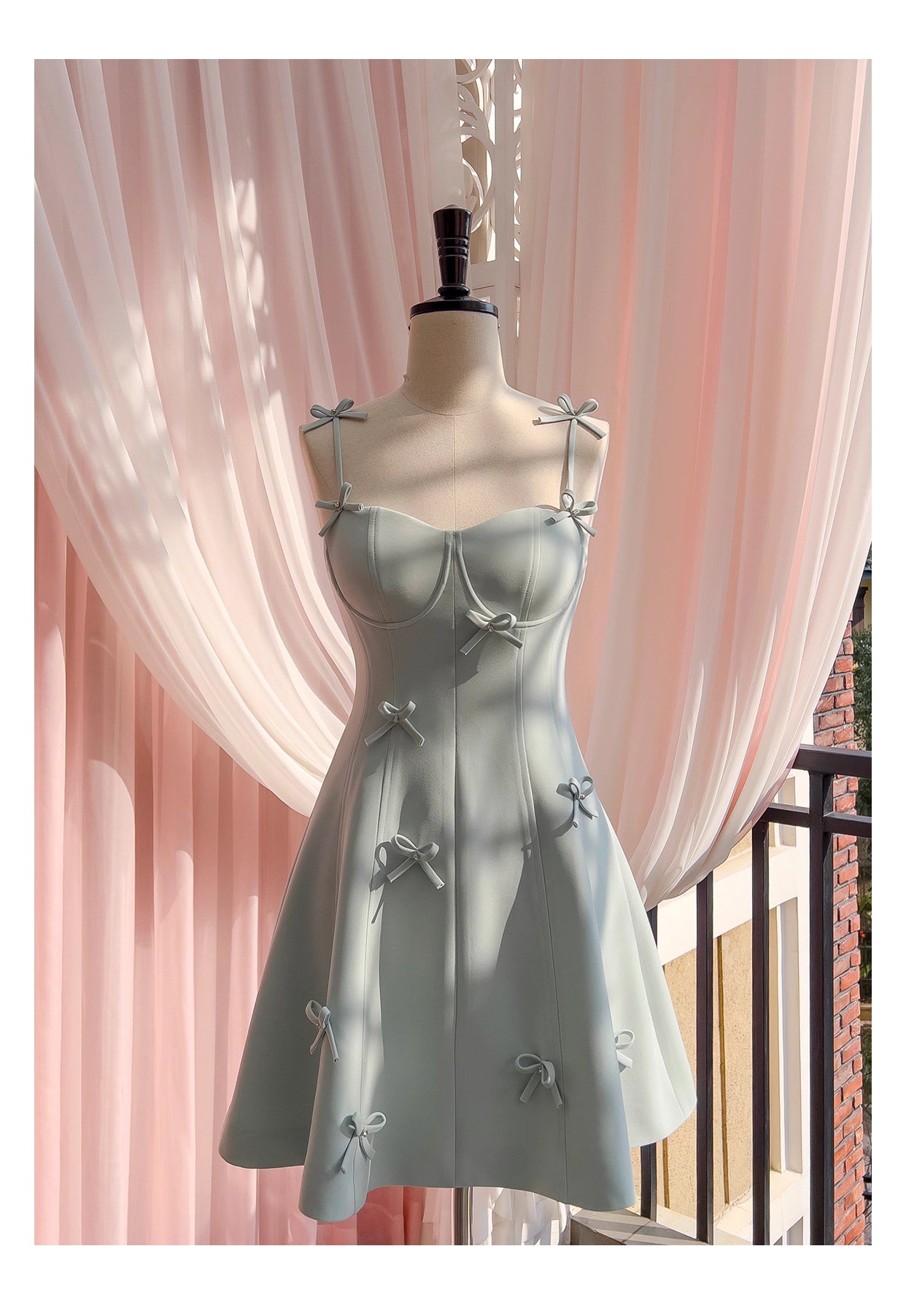 NiceVestidos - Robe courte de soirée printemps et été, nouvelle robe à bretelles sexy avec nœud vert, petite robe nv5545