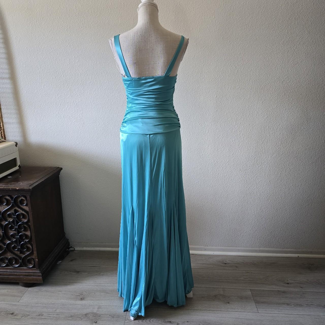 Blau Elegante Mode Lange Exquisite Perlen Lange Satin Ballkleid Abendkleid Partykleid nv3748