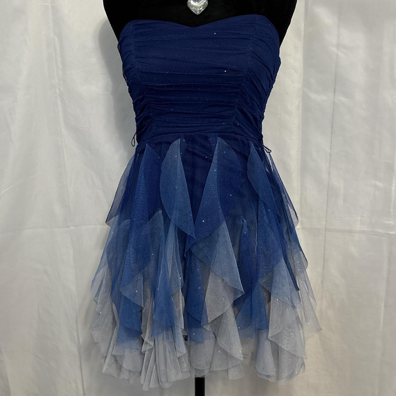 Robe de soirée courte à paillettes bleues ombrées, robe de bal, robe de soirée ...