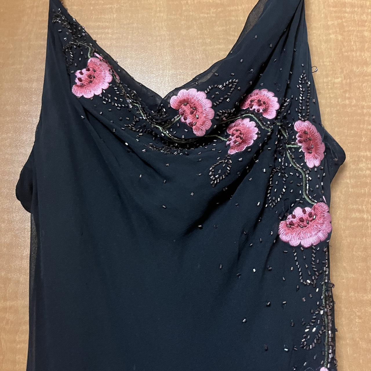 Schwarz Mode Elegante Exquisite rosa Stickerei Perlen Spaghetti-trägern Lange Chiffon frauen Ballkleid Abendkleid Party Kleid nv3747