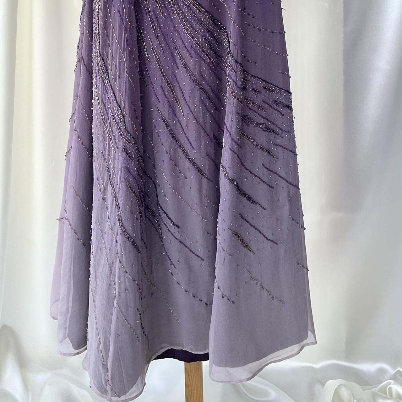 âšđMagnifique et Ă©lĂ©gante robe rĂ©tro dĂ©gradĂ©e violette perlĂ©e Ă la main charmante robe de bal longue en mousseline de soie princesse nv5379