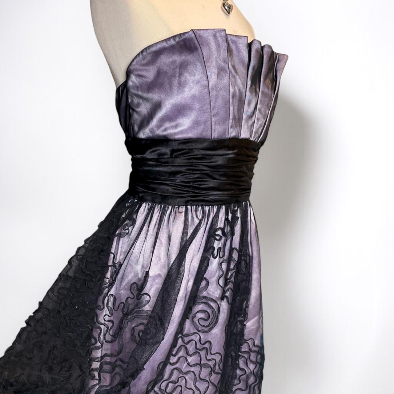 Robe de soirée courte en mousseline de soie à imprimé floral rétro violet nv5420