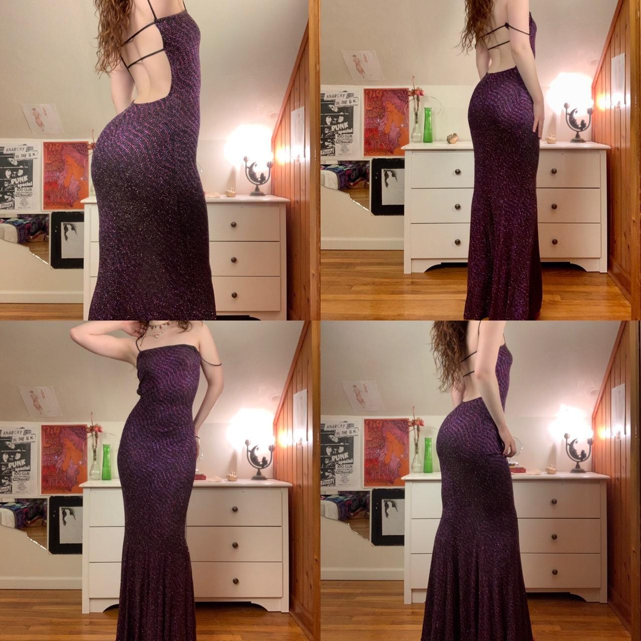 Lila glänzendes elegantes modisches Spaghettiträger-Lang-Pailletten-Ballkleid-Abendkleid-Partykleid nv3640