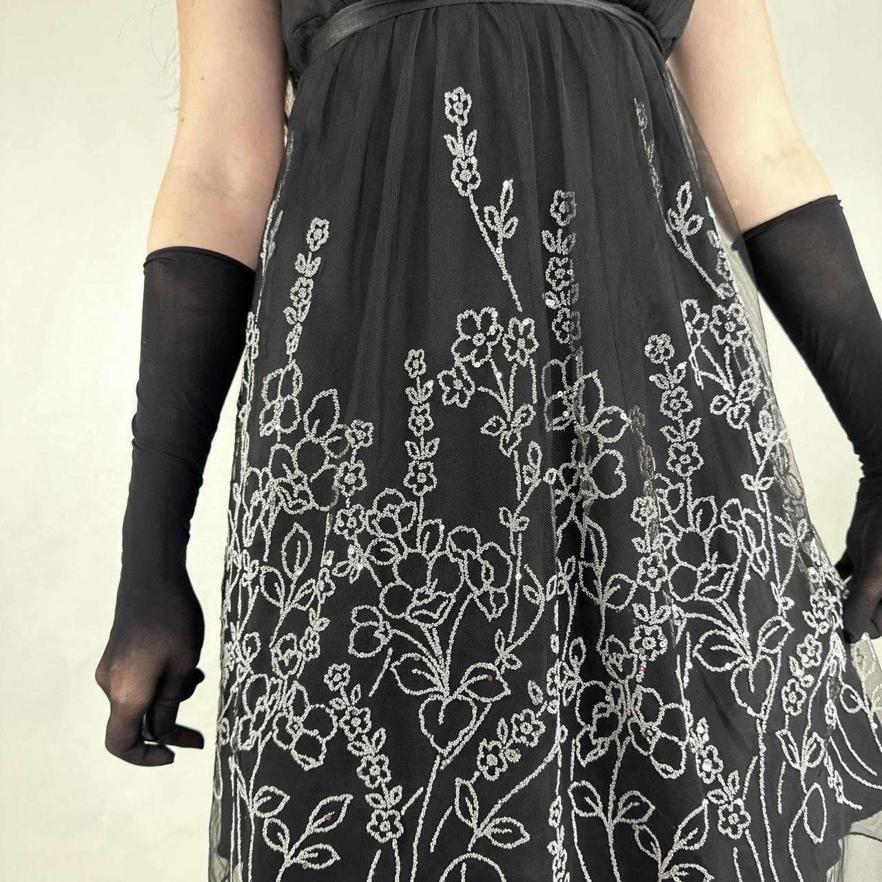 Vintage schwarz und weiß exquisite Perlen mittellangen Chiffon Homecoming Kleid Ballkleid Geburtstag Partykleid nv5405