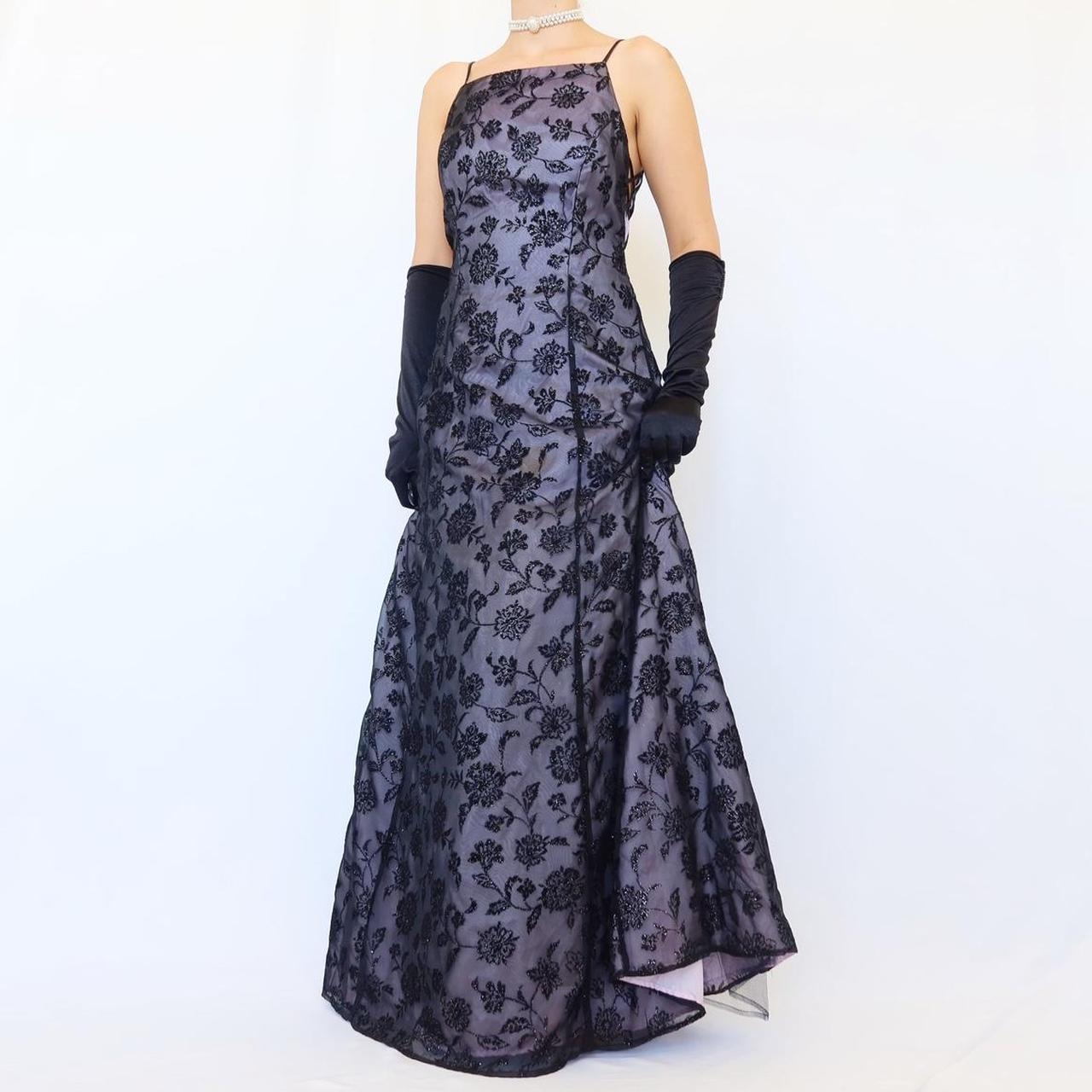 NiceVestidos-Lila exquisite florale Vintage lange Tüllkleid Abendkleid Nv5635