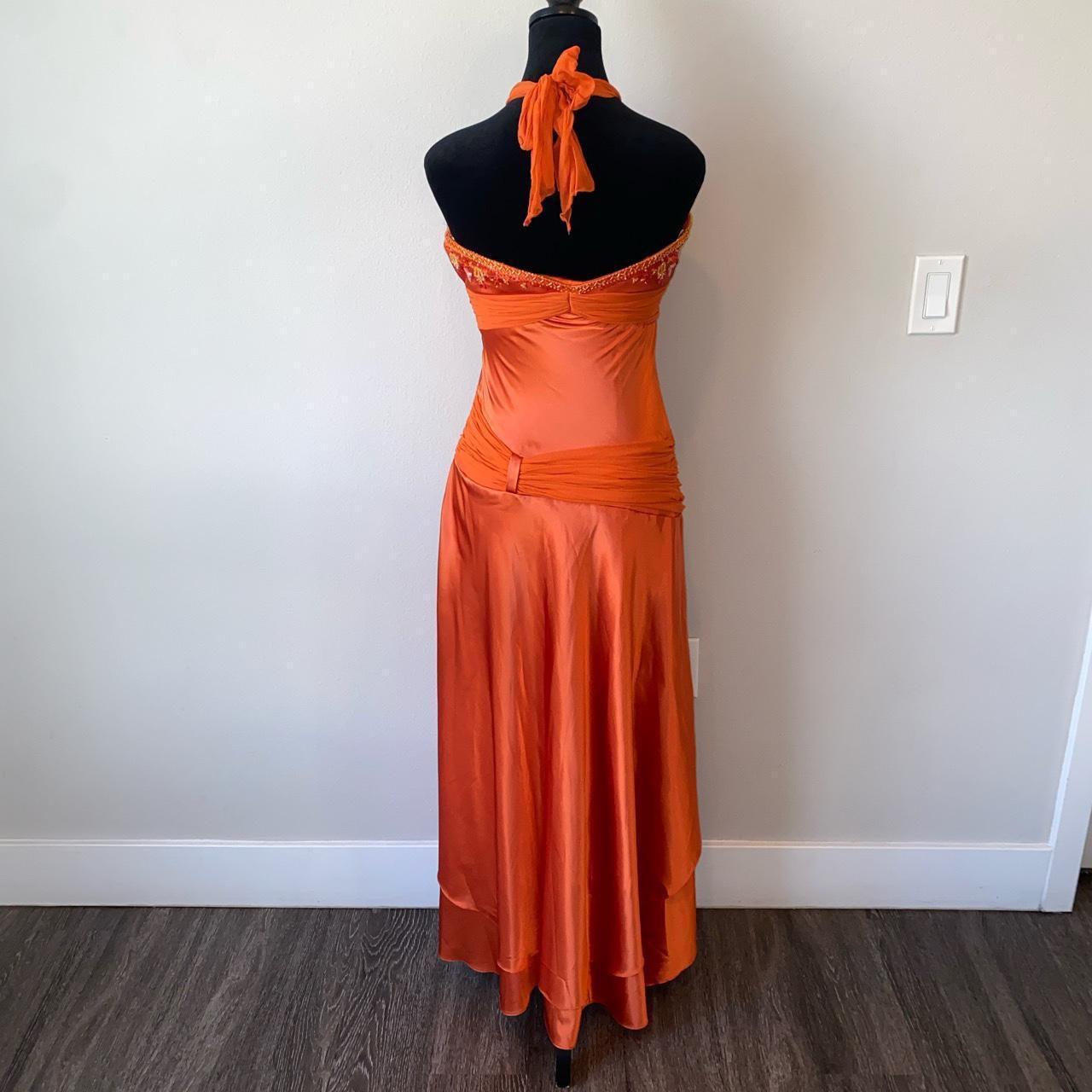 Robe de soirée longue en satin à volants et bretelles perlées, orange, jolie et élégante, robe de bal, robe de fête d'anniversaire, nv3732