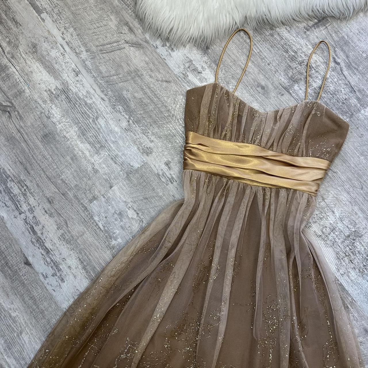 Braunes Y2k glitzerndes, goldfarbenes, florales Pailletten-Minikleid aus Chiffon mit kurzen Ärmeln, Heimkehrkleid, Abschlussballkleid, Abendkleid, Geburtstagspartykleid, Bankettkleid, NV4564