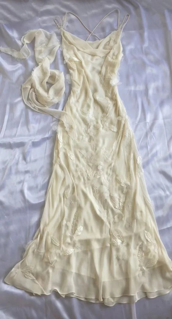 Hellgelbes A-Linien-Chiffon-Ballkleid mit Spaghettiträgern, Abendkleid nv1883
