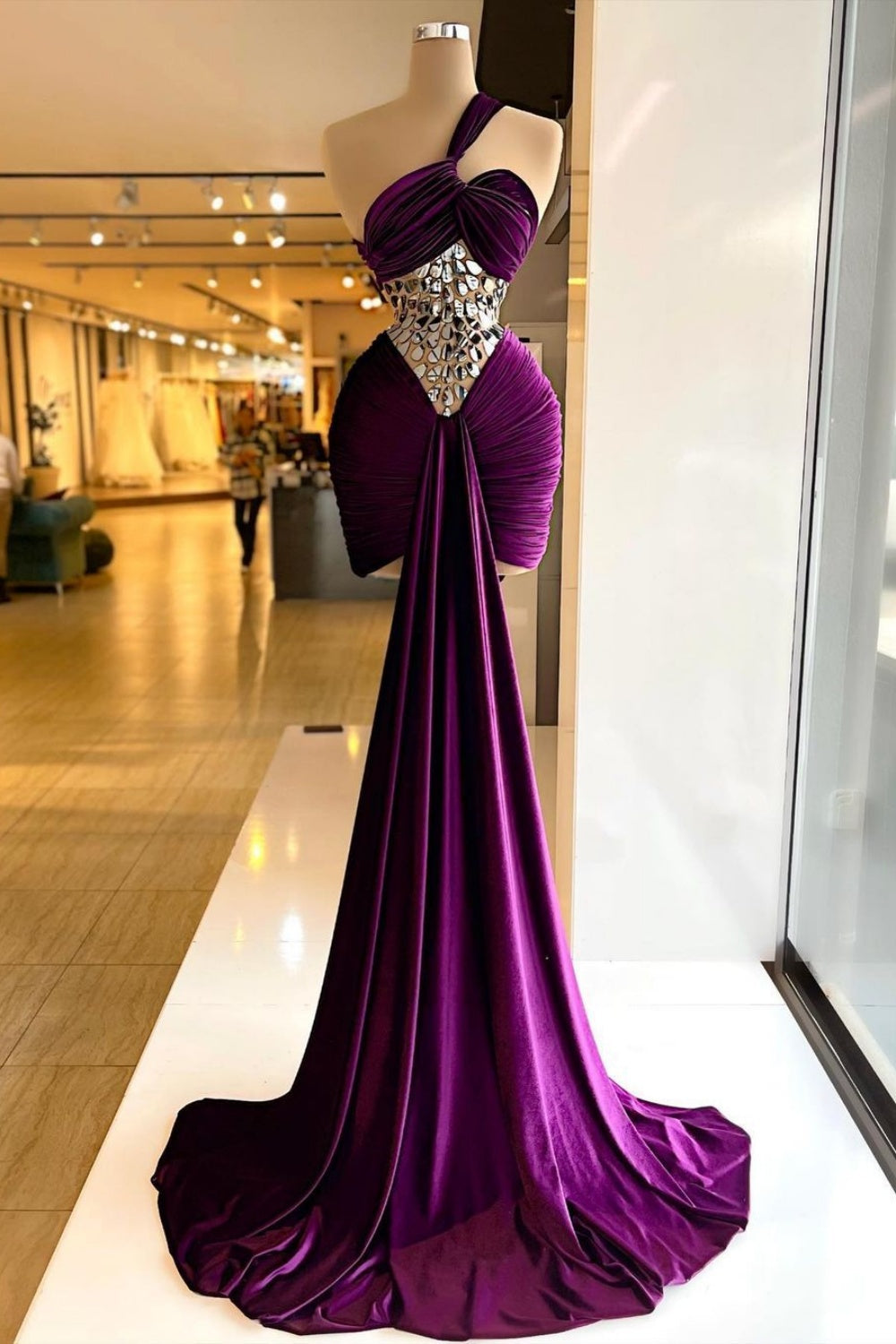 NiceVestidos – Lila, exquisites kurzes Samt-Abendkleid NV6075