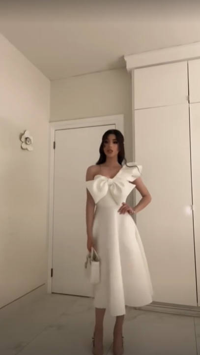 Weißes einfarbiges, schlichtes, elegantes, langes Ballkleid mit Schleife, formelles Abendkleid, Partykleid, Statuenkleid zum Beeindrucken, nv2581