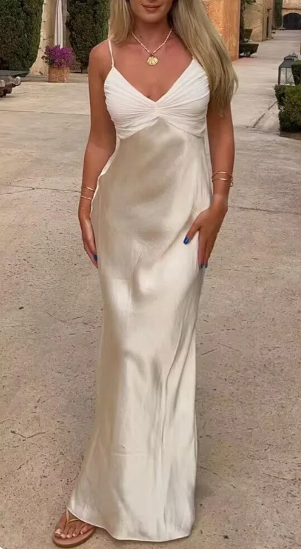 Champagner glänzendes elegantes langes Mode-Satin-Spaghettiträger-Geburtstagsparty-Kleid Meerjungfrau-Ballkleid-Abendkleid-Abschlussballkleid nv3950