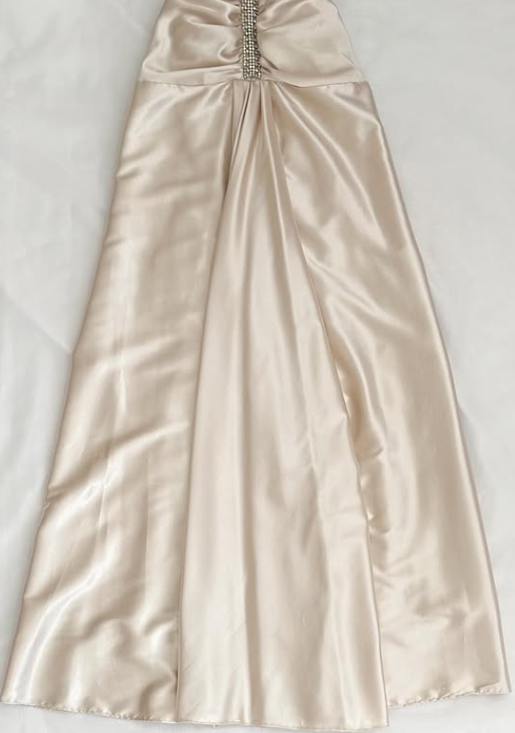 Champagner Gold Vintage Strass Lange Satin Strap Ballkleid Abendkleid Partykleid nv4582