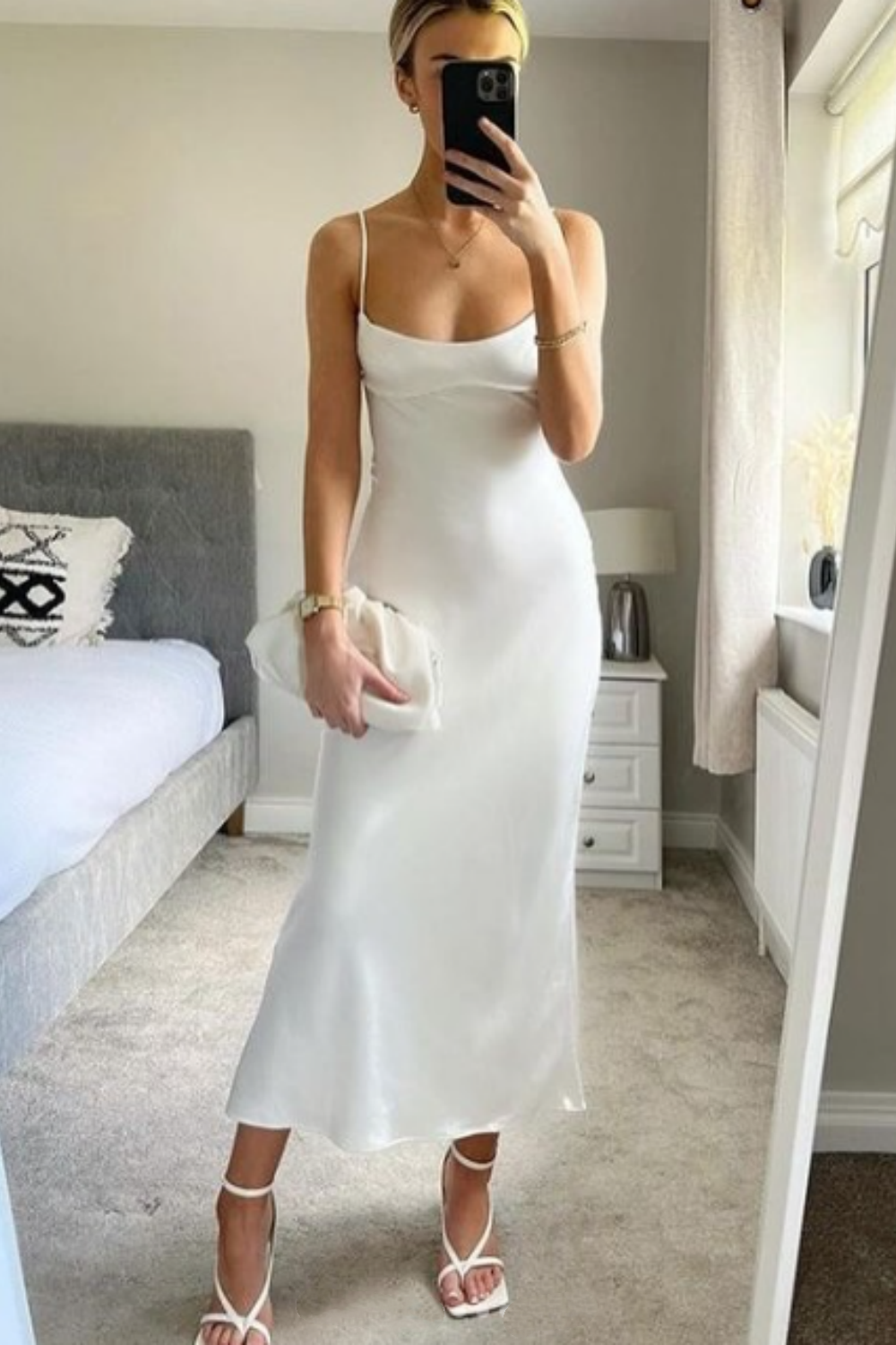 Weiß Einfarbig Mode Elegante Lange Satin Hochzeit Brautjungfer Kleid Gast Party Kleid Ballkleid Abendkleid Ballkleid nv3936