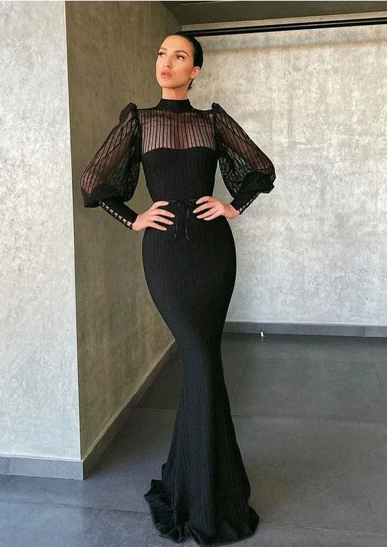 Robe de soirée longue noire nv44