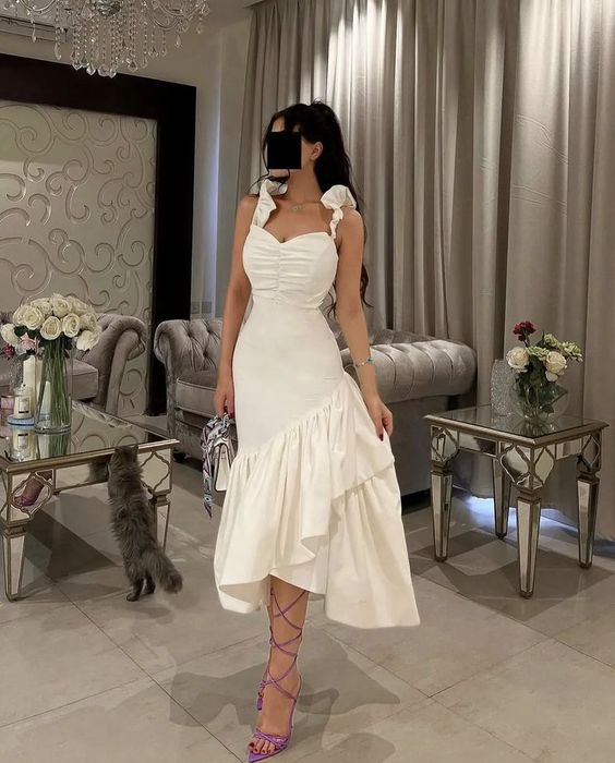 Weiße schlichte Ballkleider Abendkleider nv1394