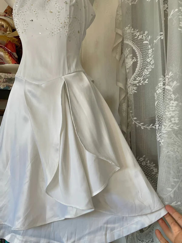 Weißes A-Linie Retro Kurzes Homecoming-Kleid Geburtstagskleid nv4296