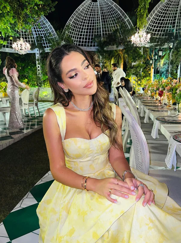 Light Yellow Ruffle Tiered A-Line Long Party Dress Prom Gown Evening Gown nv1778