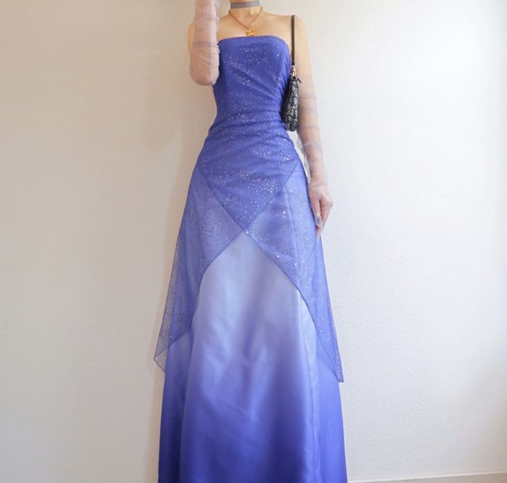 Robe de soirée longue élégante à dégradé violet brillant et élégant, robe de bal nv3228
