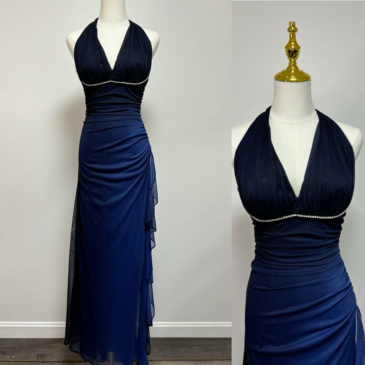 Blauer Farbverlauf, modisch, elegant, exquisite, perlenbesetztes langes Tüll-Ballkleid, Abendkleid, Partykleid, NV3396