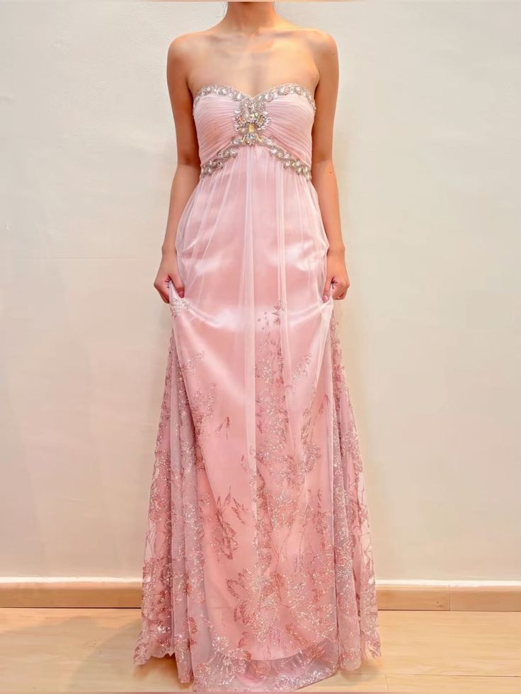Rosa Mode Elegante Strap Exquisite Perlen Floral Lange Tüll Ballkleid Abendkleid Graduierung Kleid Prom Kleid nv3788