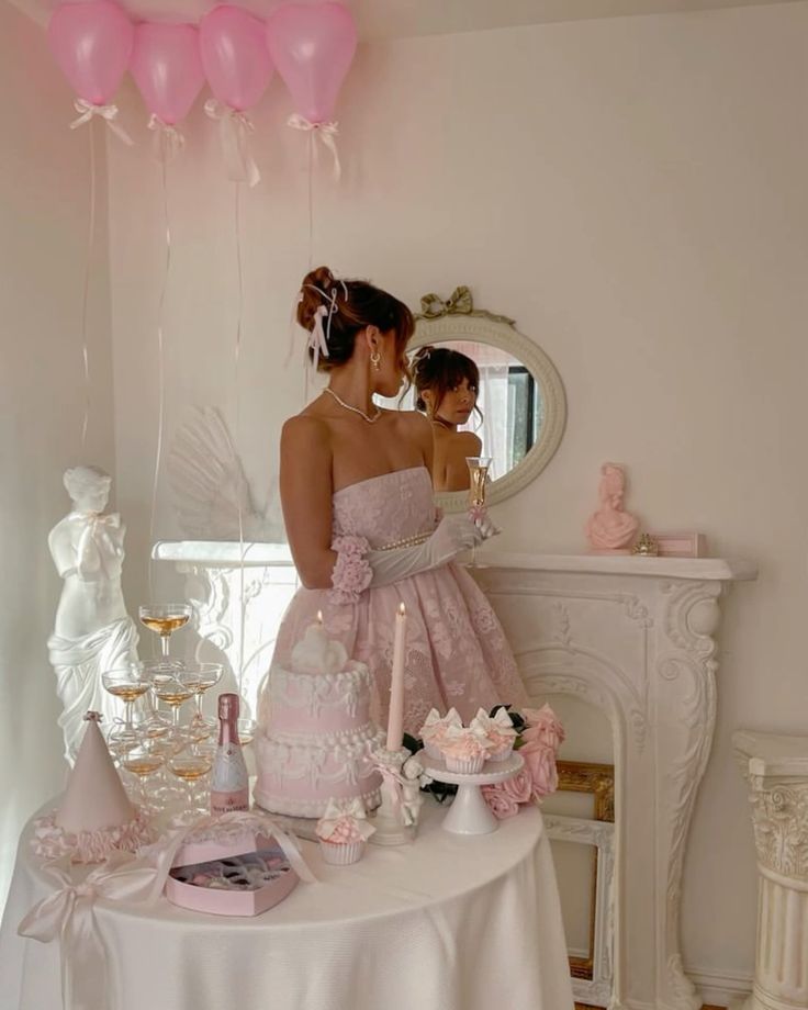 Robe de soirée courte en dentelle rose sans bretelles, robe de fête d'anniversaire nv2861