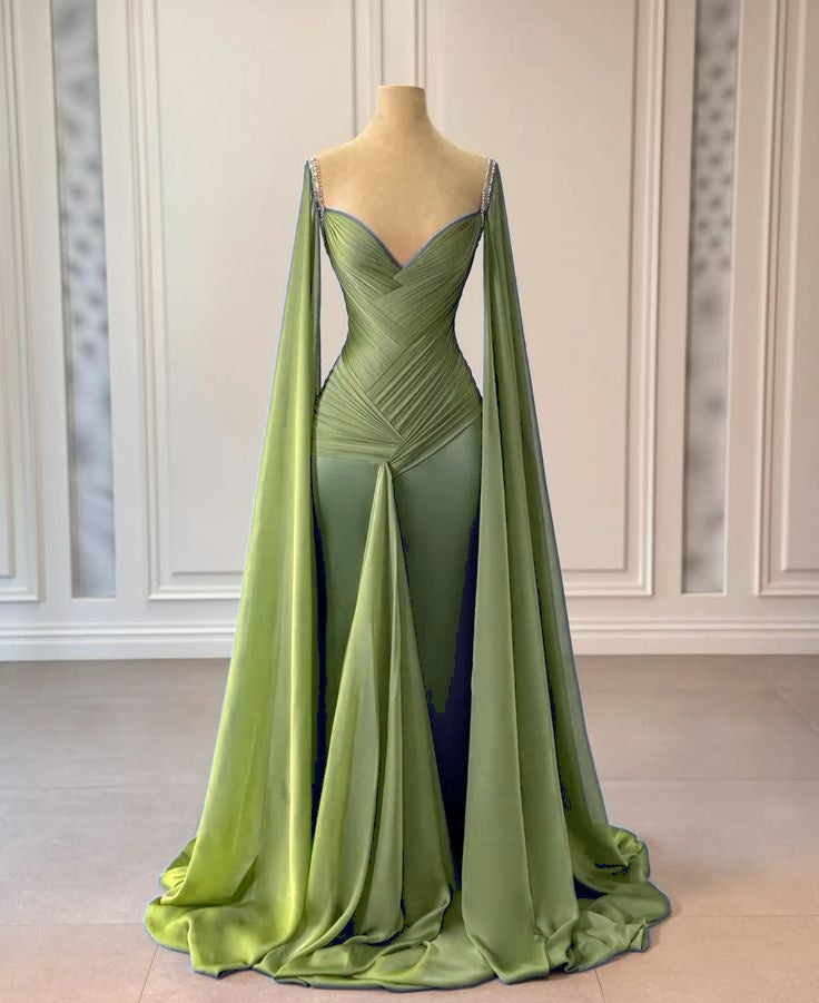 Blaues, modisches, elegantes, langes Satinkleid mit Rüschen und Strass-Trägern, Ballkleid, Abendkleid, Partykleid, NV5119
