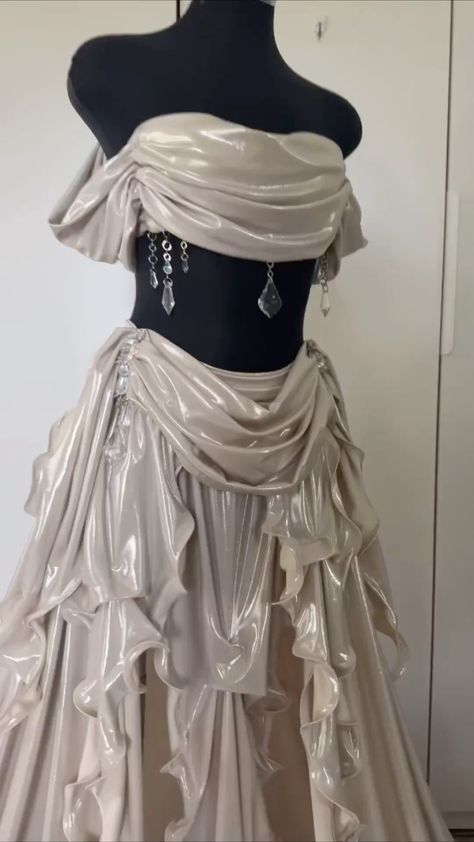 Silberweißes modisches Tube-Top, langer Satin-Zweiteiler, bodenlanges Ballkleid, Abendkleid, Partykleid, nv3338