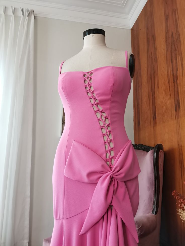 Rosa Elegante Mode Spaghetti Strap Lange Sexy Satin Ballkleid Abendkleid Partykleid nv3554