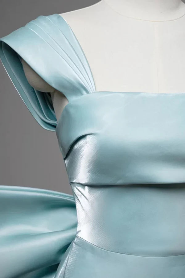 Grünes schlichtes, elegantes Meerjungfrau-Abendkleid mit Schleife aus Satin, langes Ballkleid NV3036
