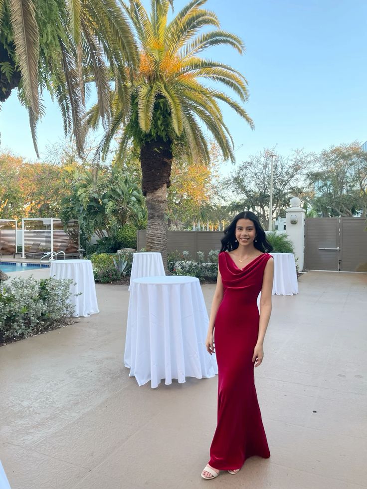 Rotes, schlichtes und elegantes Hochzeitsgastkleid, langes Ballkleid aus Samt, Abendkleid nv2646